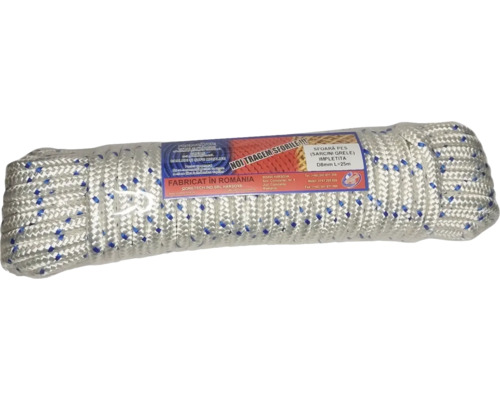 Șnur împletit din poliester, opt milimetri pe 25 metri