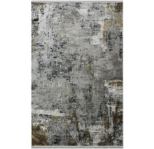 Covor cu model abstract în tonuri de gri, negru și auriu