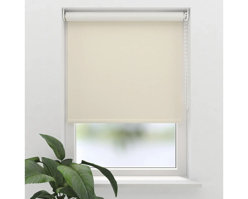 Fereastră cu rulou bej pentru controlul luminii