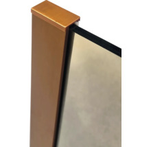 Detalii cabină de duș cu cadru metalic și sticlă transparentă