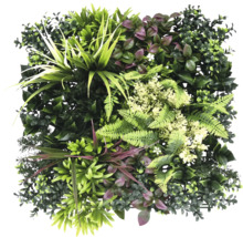 Perete de plante artificiale cu diverse plante artificiale