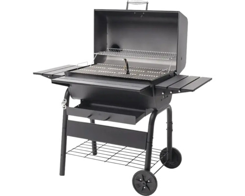 Grătar cu cărbune cu spații de depozitare și role