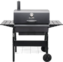 Grătar pe cărbune cu termometru, suprafețe de depozitare și roți