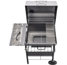 Grătar deschis pe cărbune cu grătar și raft de depozitare