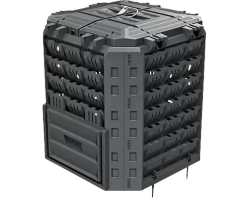 Compostor Prosperplast Compobox 310 l negru Recipient de compostare termică, întunecat, din material plastic, cu ușă de golire.