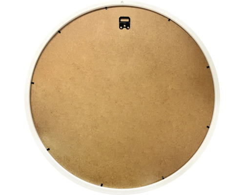 Partea din spate a unei rame foto rotunde cu sistem de agățare