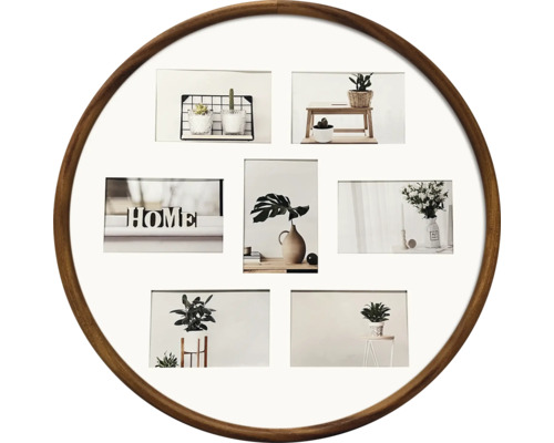 Ramă foto multiplă Collage mahon Ø 53 cm colaj 7 poze | HORNBACH
