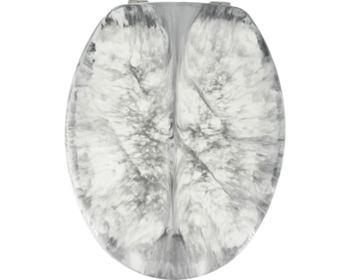 Capac WC cu model marmură ADOB Eleganza lemn închidere simplă alb 45,4x35,9 cm Capac de toaletă cu efect de marmură