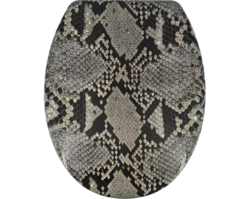 Capac WC cu model șarpe ADOB Imola duroplast închidere lentă gri 45x37 cm Capac de toaletă cu model de piele de șarpe