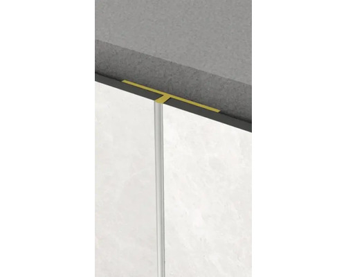 Profil slim SPC Kronospan alb Prim-plan cu gresie cu profil de margine