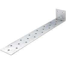 Conector de colț perforat din metal pentru construcții din lemn