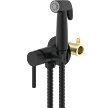 Set duș-bideu în negru și auriu pentru montare pe perete