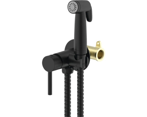 Set duș-bideu în negru și auriu pentru montare pe perete