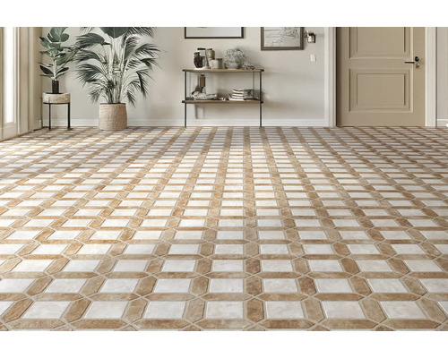 Gresie exterior / interior porțelanată glazurată Arenta Coto White 40x60 cm Cameră luminoasă cu gresie cu model geometric