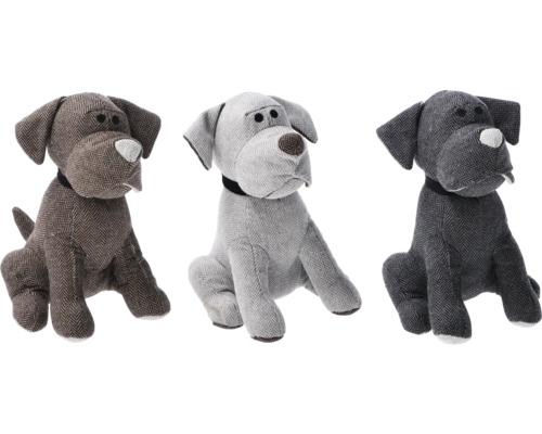 Trei câini de pluș ca opritor de ușă