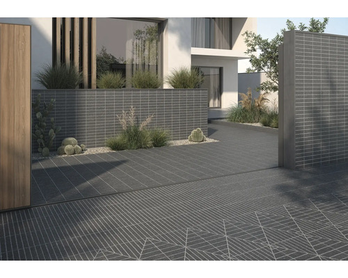 Exterior cu pavaj, decor și plante