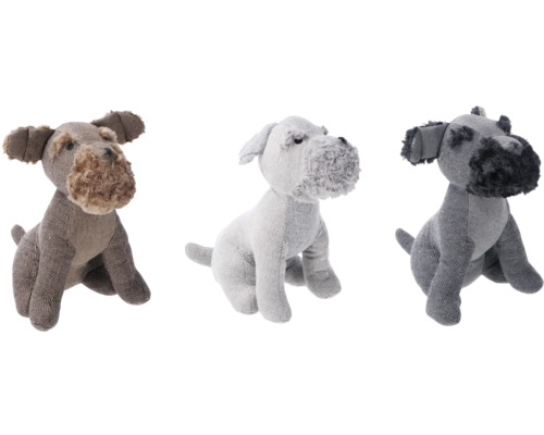 Trei opritoare de ușă în formă de câine din material textil