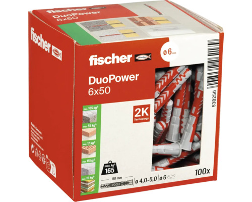 Dibluri Fischer DuoPower 6x50, set 100 bucăți