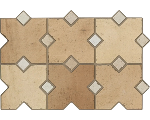 Pavaj autoblocant în diferite nuanțe de maro cu model de romburi