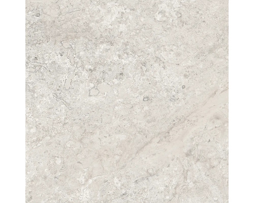 Prim-plan cu o placă de pardoseală deschisă la culoare, cu model de marmură