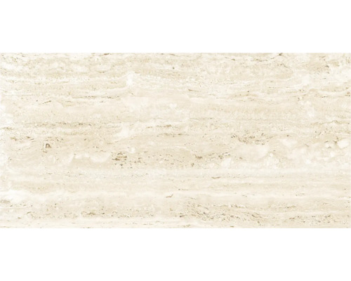 Gresie exterior / interior porțelanată glazurată rectificată Travertino bej 60x120 cm Placă de travertin cu granulație naturală