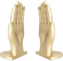 Două suporturi de cărți aurii în formă de mâini