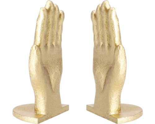 Două suporturi de cărți aurii în formă de mâini