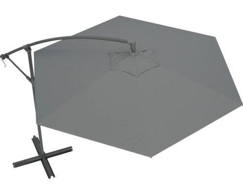 Umbrelă de soare gri cu suport lateral pentru grădină