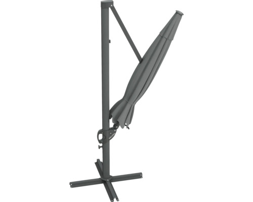 Umbrelă de soare suspendată gri cu suport