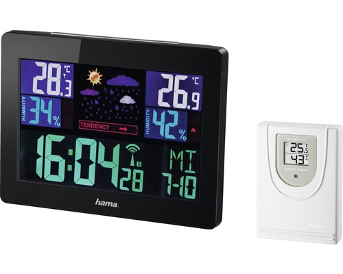 Stație meteo Hama Color EWS-1400, negru Stație meteo Hama cu senzor extern