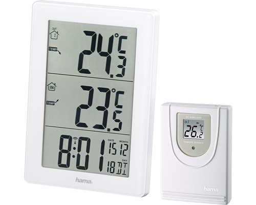Stație meteo Hama EWS-3000, alb Stație meteo wireless Hama cu senzor extern pentru măsurarea temperaturii