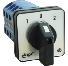 Comutator rotativ cu pozițiile 0, 1 și 2 și logo-ul Elvon