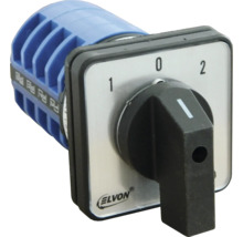 Comutator rotativ cu trei poziții și logo Elvon