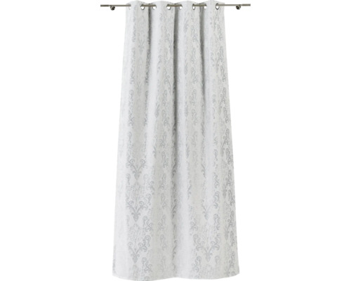 Cortină cu inele și model pe bară de perdea