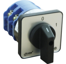 Comutator rotativ electric cu mâner negru și logo Elvon