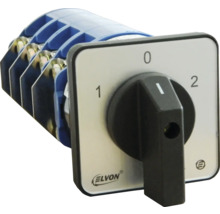 Comutator rotativ cu mâner negru și logo ELVON