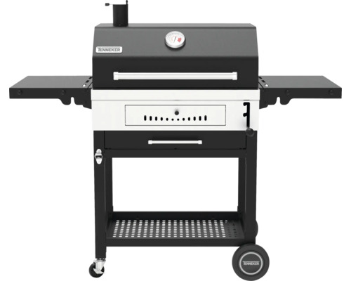 Grătar pe cărbune cu termometru și rafturi laterale