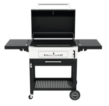 Grătar pe cărbune cu spații de depozitare, grătar și cărucior