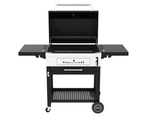 Grătar pe cărbune cu spații de depozitare, grătar și cărucior