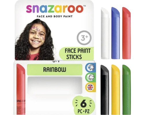 Set de șase creioane pentru pictură pe față curcubeu Snazaroo