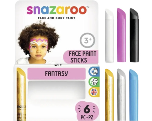 Creioane de machiaj Snazaroo Fantasy, 6 bucăți, potrivite pentru copii de la 3 ani