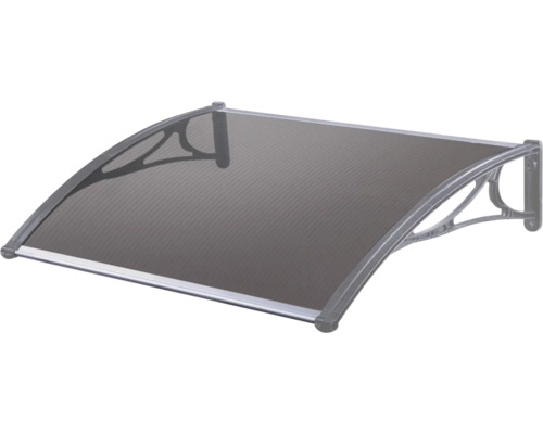 Copertină gri pentru ușa de intrare cu acoperiș transparent