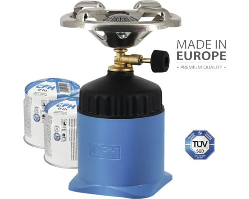 Arzător cu gaz CFH cu cartușe de gaz și sigiliul TÜV Süd