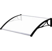 Copertină de ușă cu acoperiș transparent și cadru negru