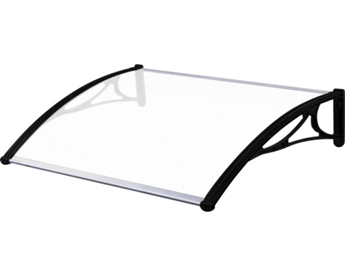 Copertină de ușă cu acoperiș transparent și cadru negru