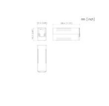 Desen tehnic cu dimensiunile în milimetri și inchi.