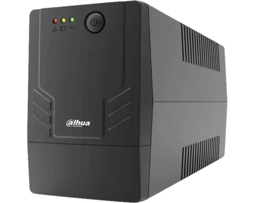 Sigla Dahua sub un dispozitiv de alimentare.