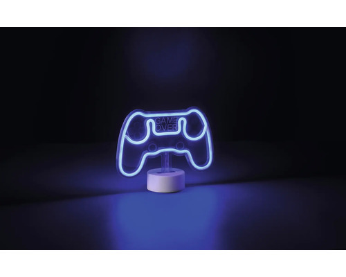 Lampă neon în formă de controller de joc cu inscripția Game Over