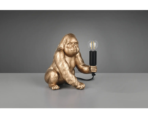 Lampă de masă decorativă în formă de gorilă aurie cu bec