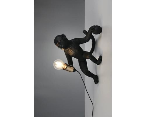 Aplică perete interior Trio Louy E27 max. 1x15W, negru Lampa de perete în formă de maimuță cu bec
